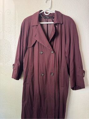 Women's Double-Breasted Trench Coat - Burgundy